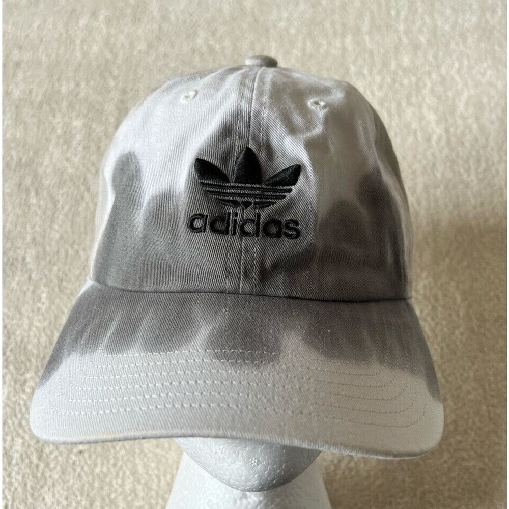 Adidas Baseball Hat Unisex OSFM Grey White Tie Dye Trefoil‎ Logo Strapback Cap